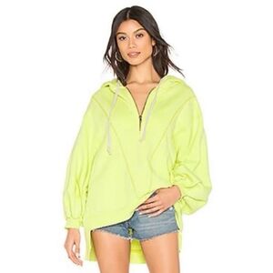 Free people lime cotton oversized sweater shirt hoodie Sz M